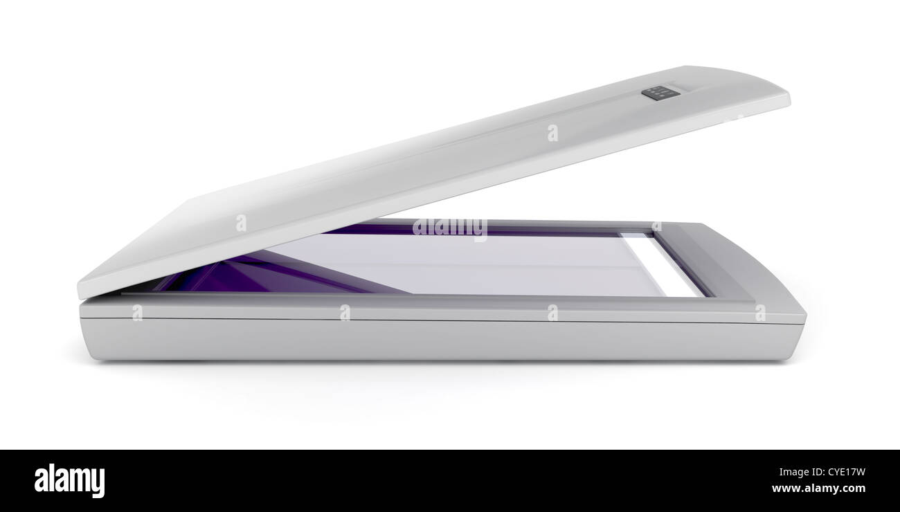 Side view of scanner on white background Stock Photo - Alamy