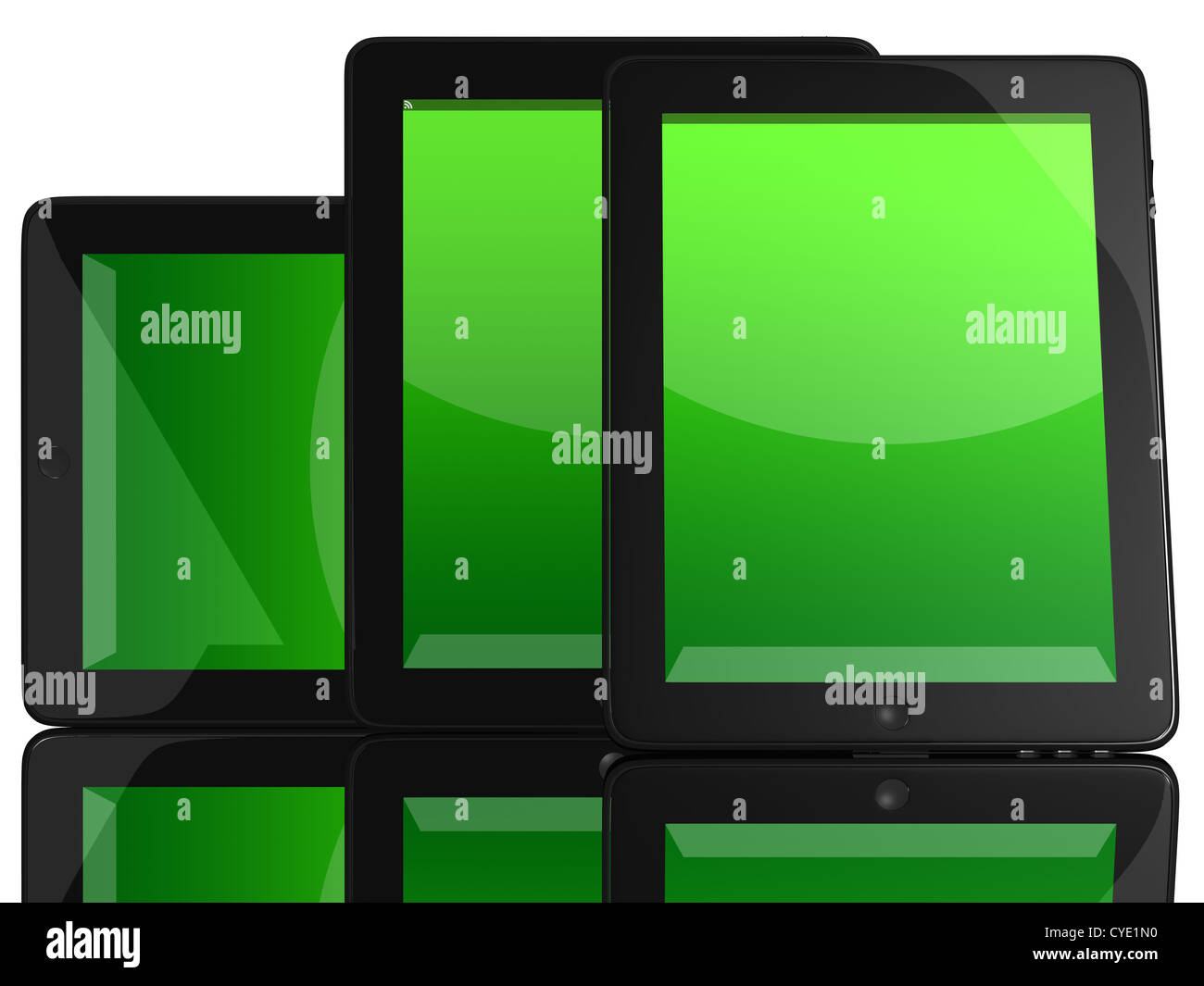 Group of Tablet Computers with green screen Stock Photo Alamy