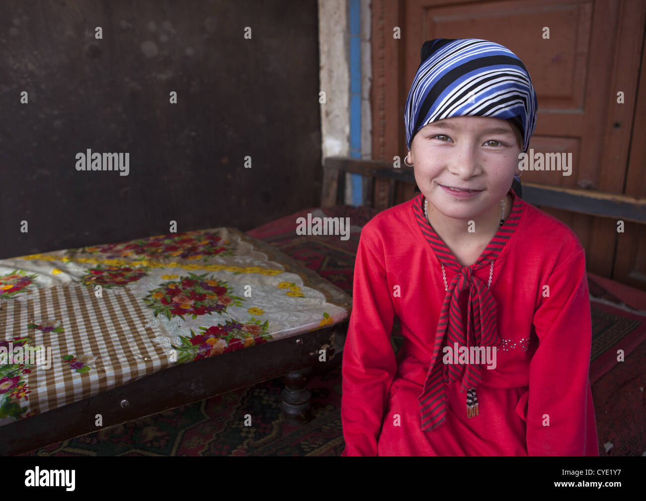 Young Uyghur Girl, Keriya, Old Town, Xinjiang Uyghur Autonomous Region, China Stock Photo