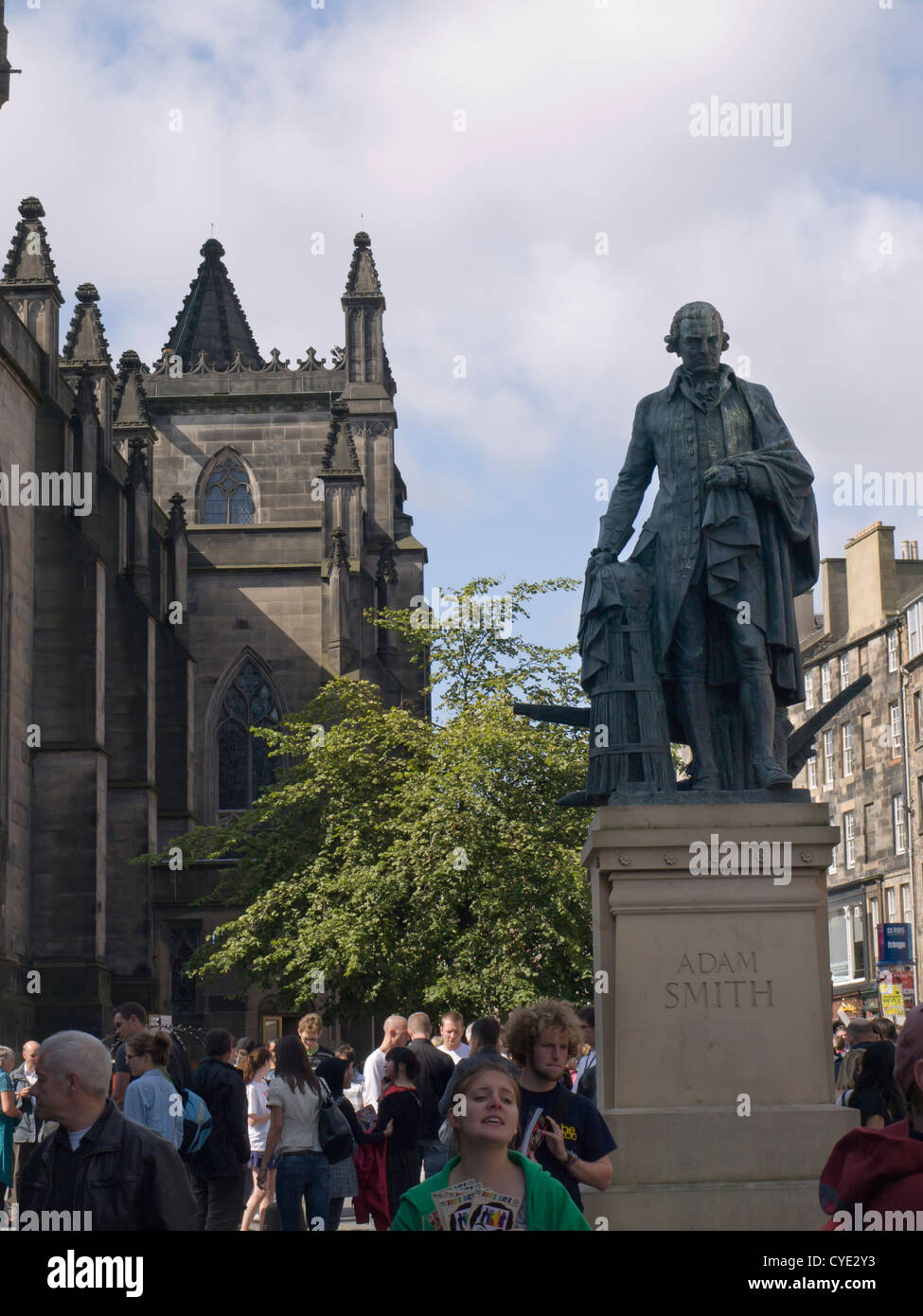 Statue of Adam Smith on the High street of Edinburgh Scotland Stock Photo