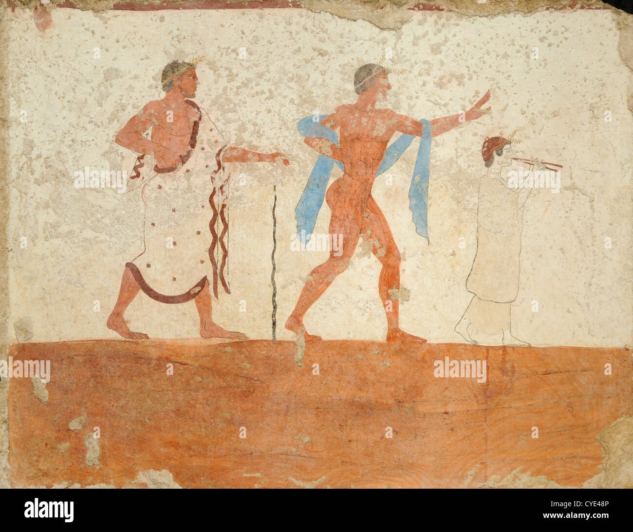 The tomb of the Diver: end panel, from Tempa dei Prete. The museum at Paestum, site of Greek and Roman remains, Italy Stock Photo