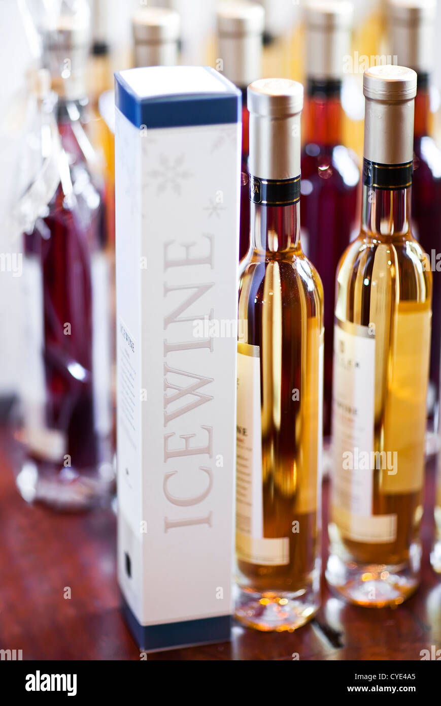 Icewine bottles on display, Niagara on the Lake, Ontario, Canada ...