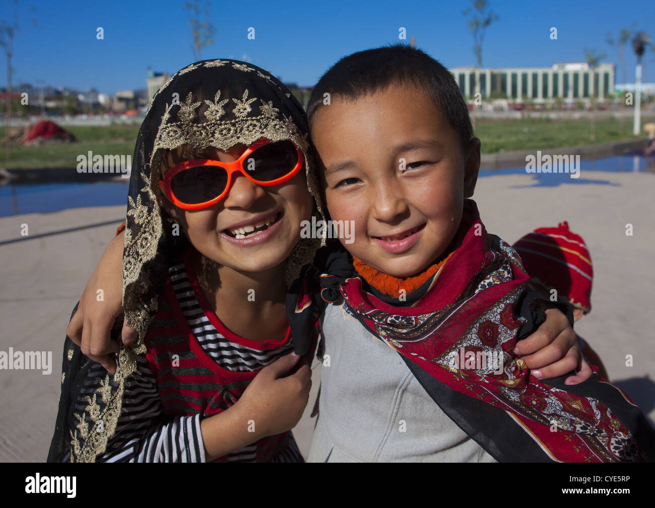 Uyghur Kids In Old Town Of Kashgar, Xinjiang Uyghur Autonomous Region, China Stock Photo