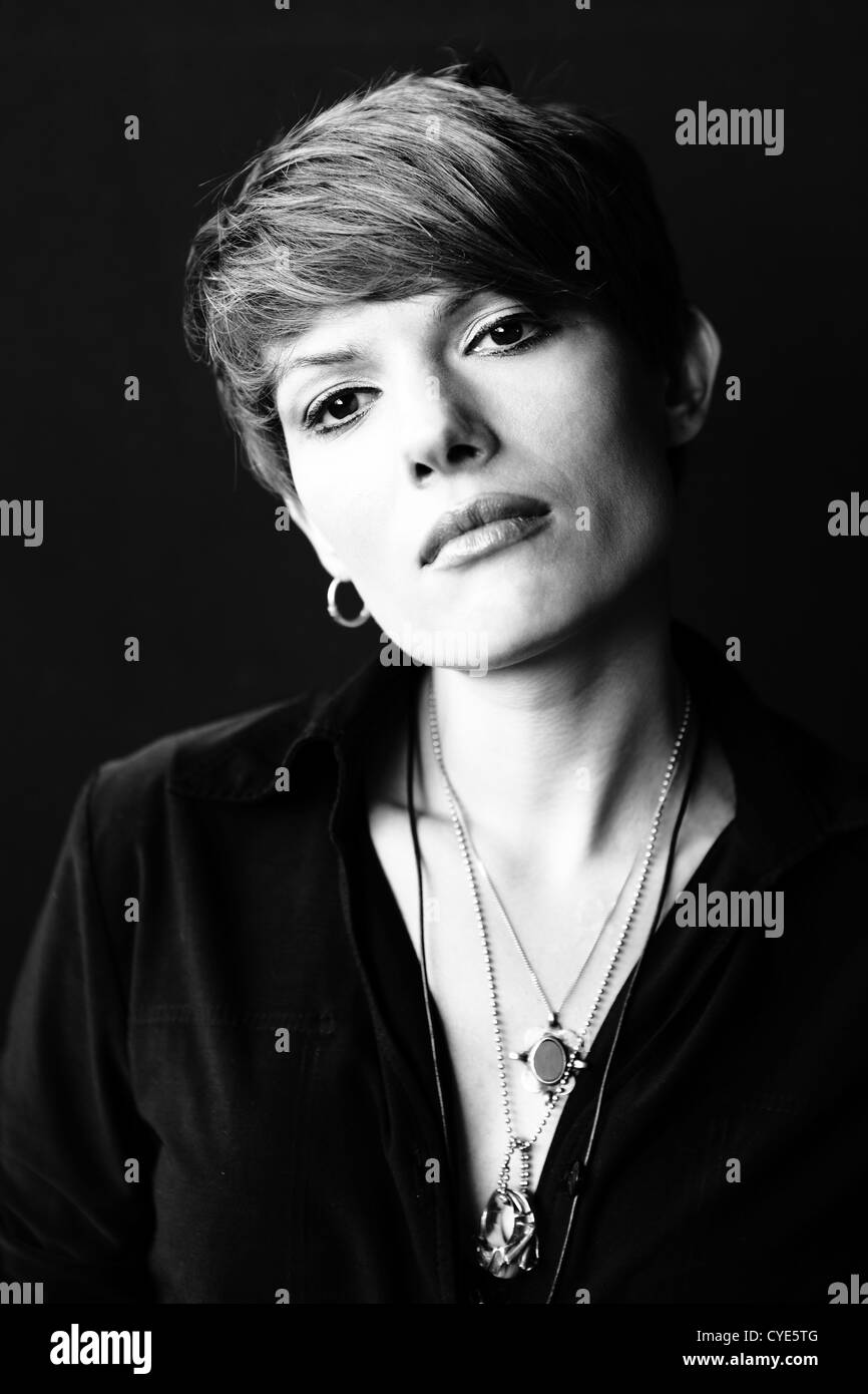 portrait of beauty young woman on black background Stock Photo - Alamy