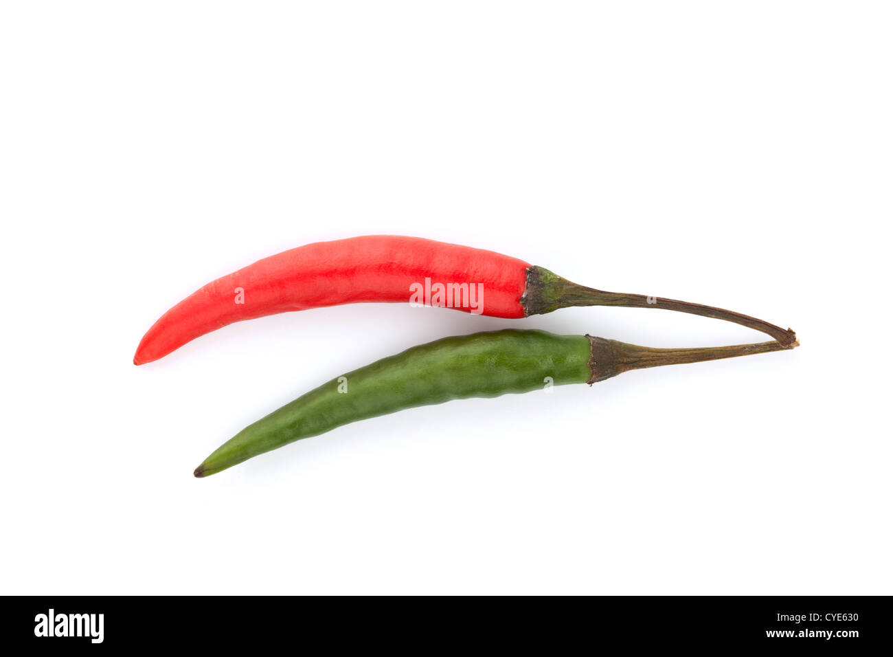 Red and green chili peppers isolated on a white background Stock Photo ...