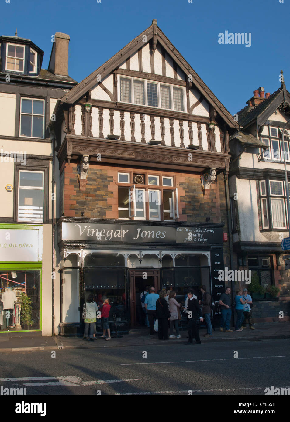 Shop front Vinegar Jones fish and chips shop in BownessonWindermere