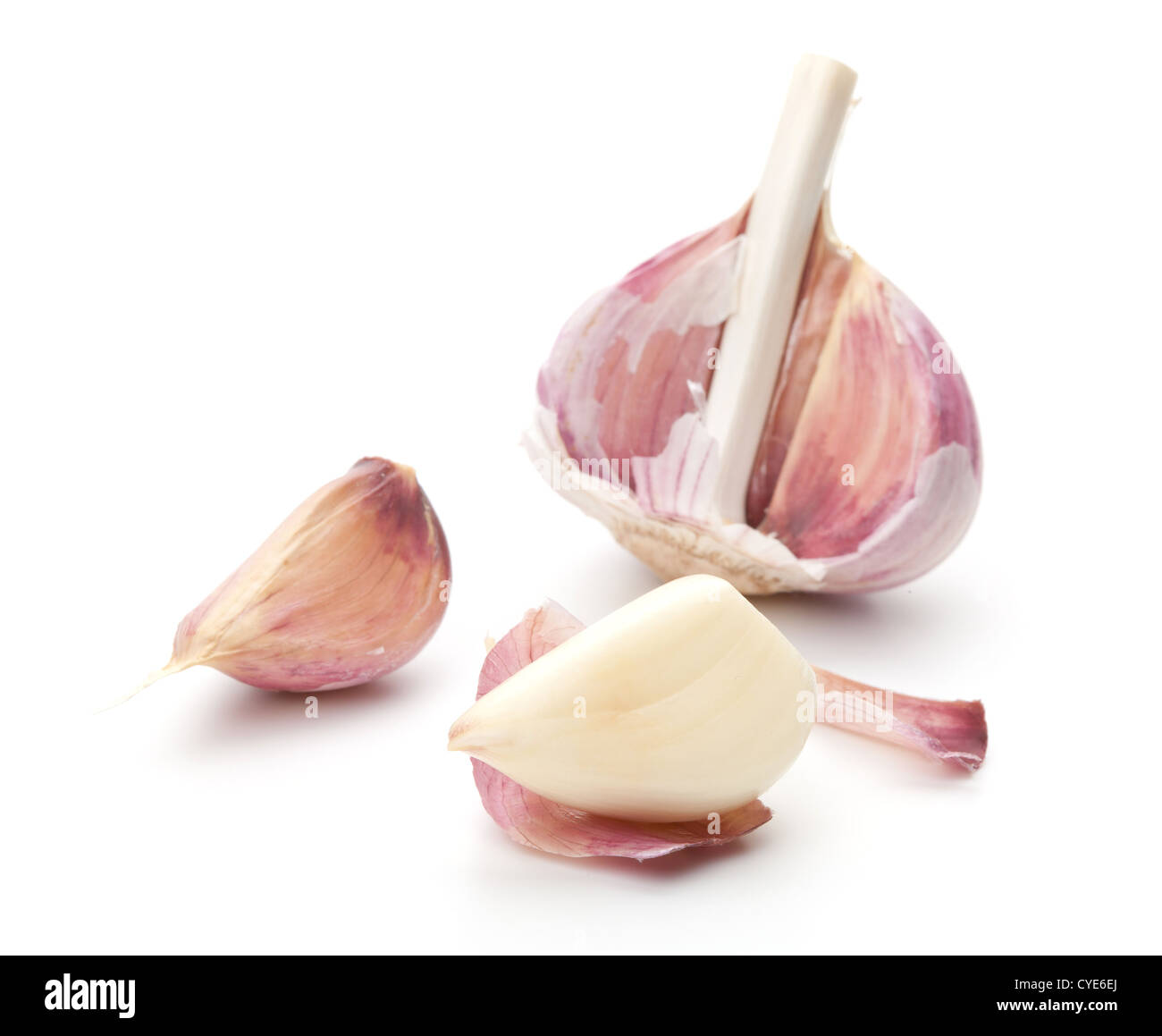 Garlic with shell removed. Small DOF, isolated on white Stock Photo - Alamy