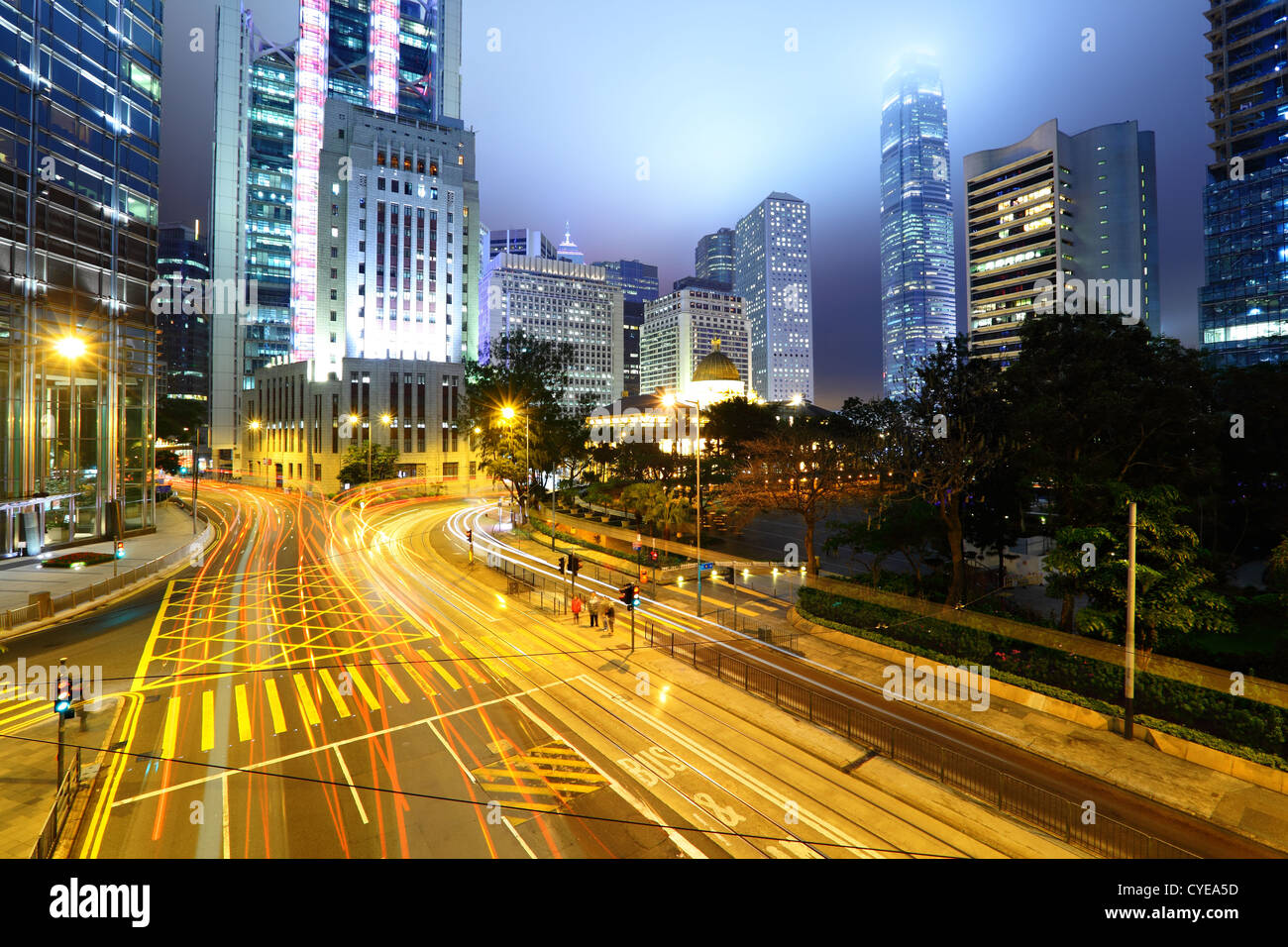 traffic light stream and highrise buliding Stock Photo Alamy
