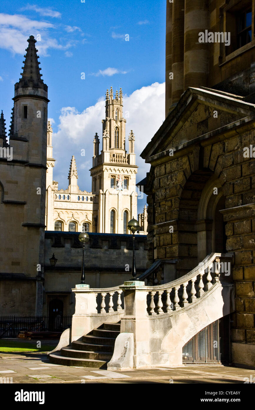 Grade 1 listed All Souls College and entrance to Radcliffe Camera Oxford Oxfordshire England Europe Stock Photo