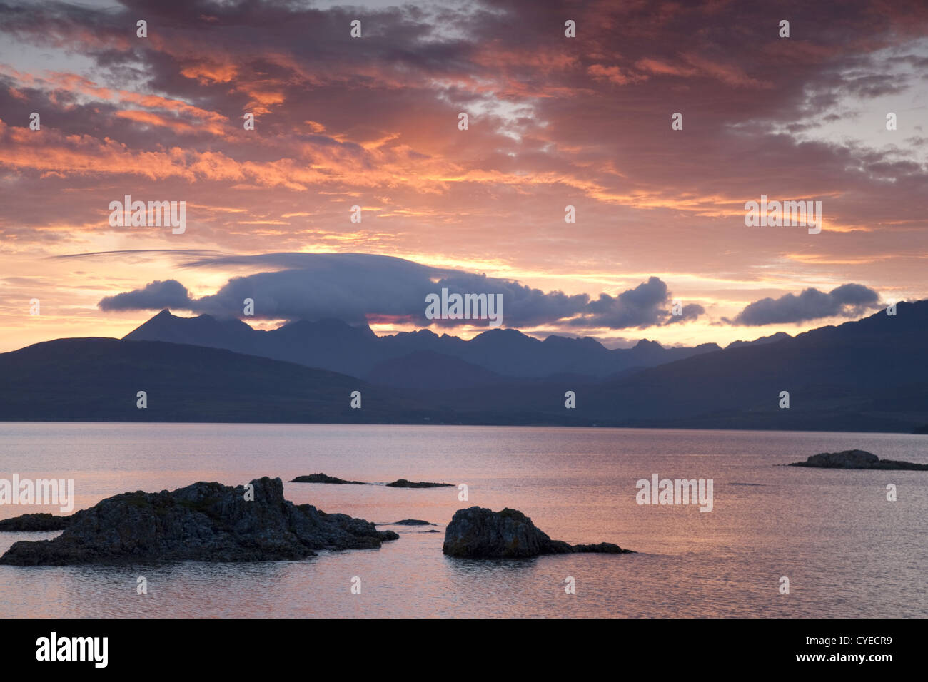 Sunset over the Cuillin Hills, Isle of Skye, Scotland Stock Photo - Alamy