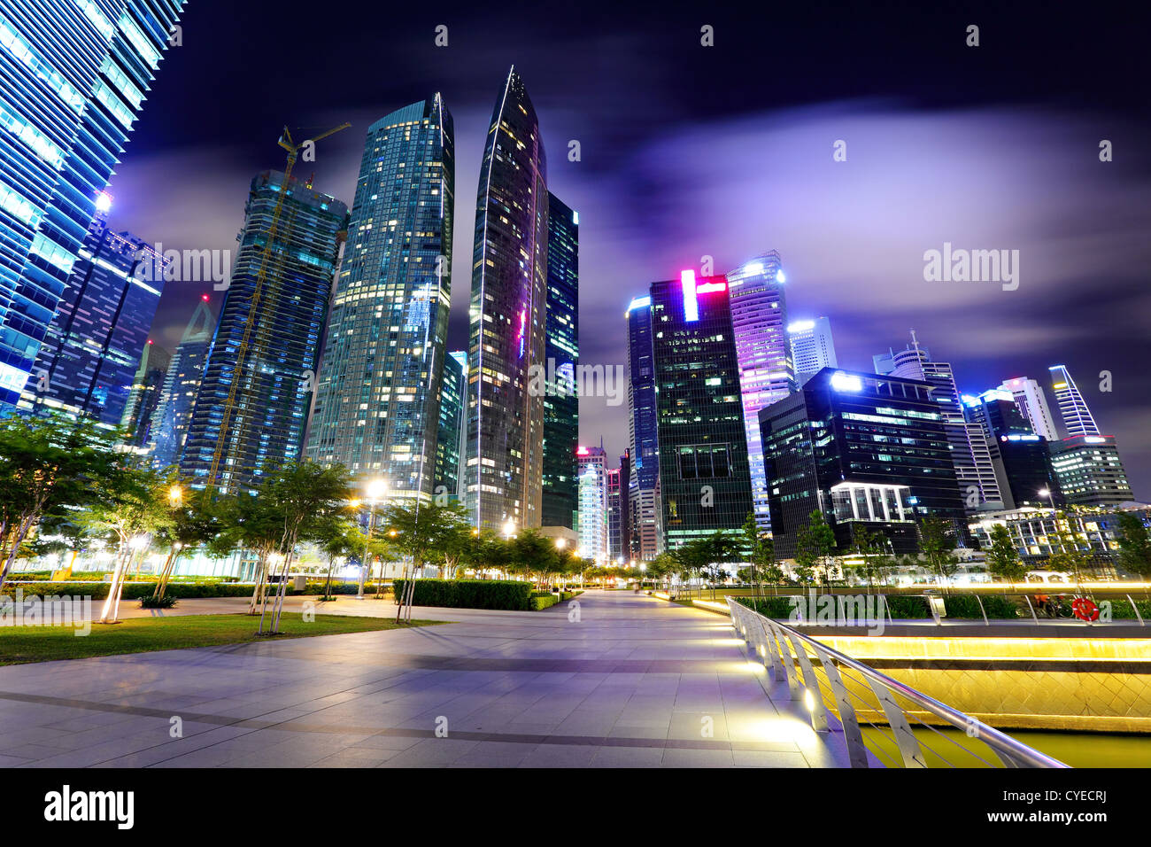 cityscape of Singapore at night Stock Photo - Alamy