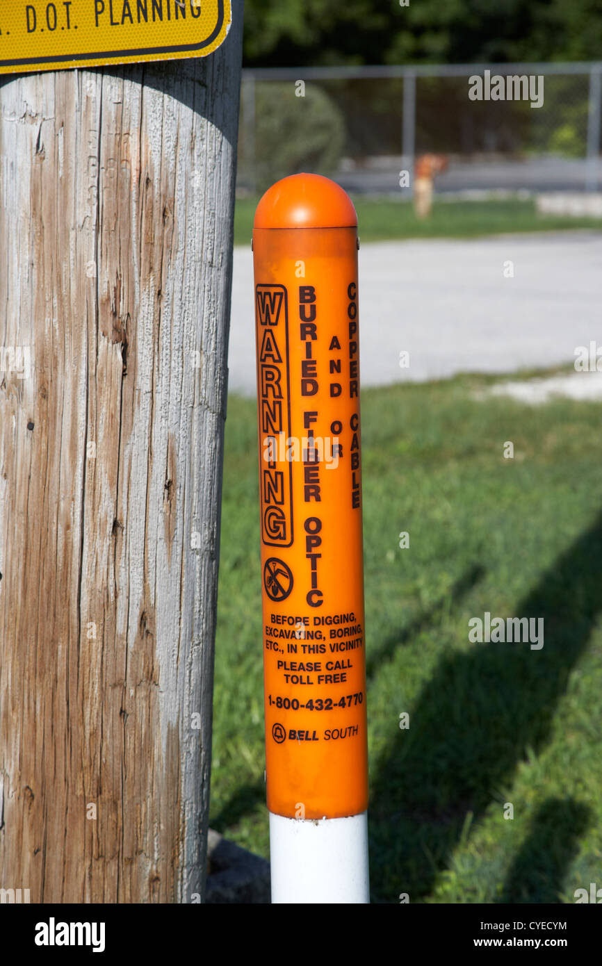 warning buried fiber optic cable sign usa Stock Photo 51333960 Alamy