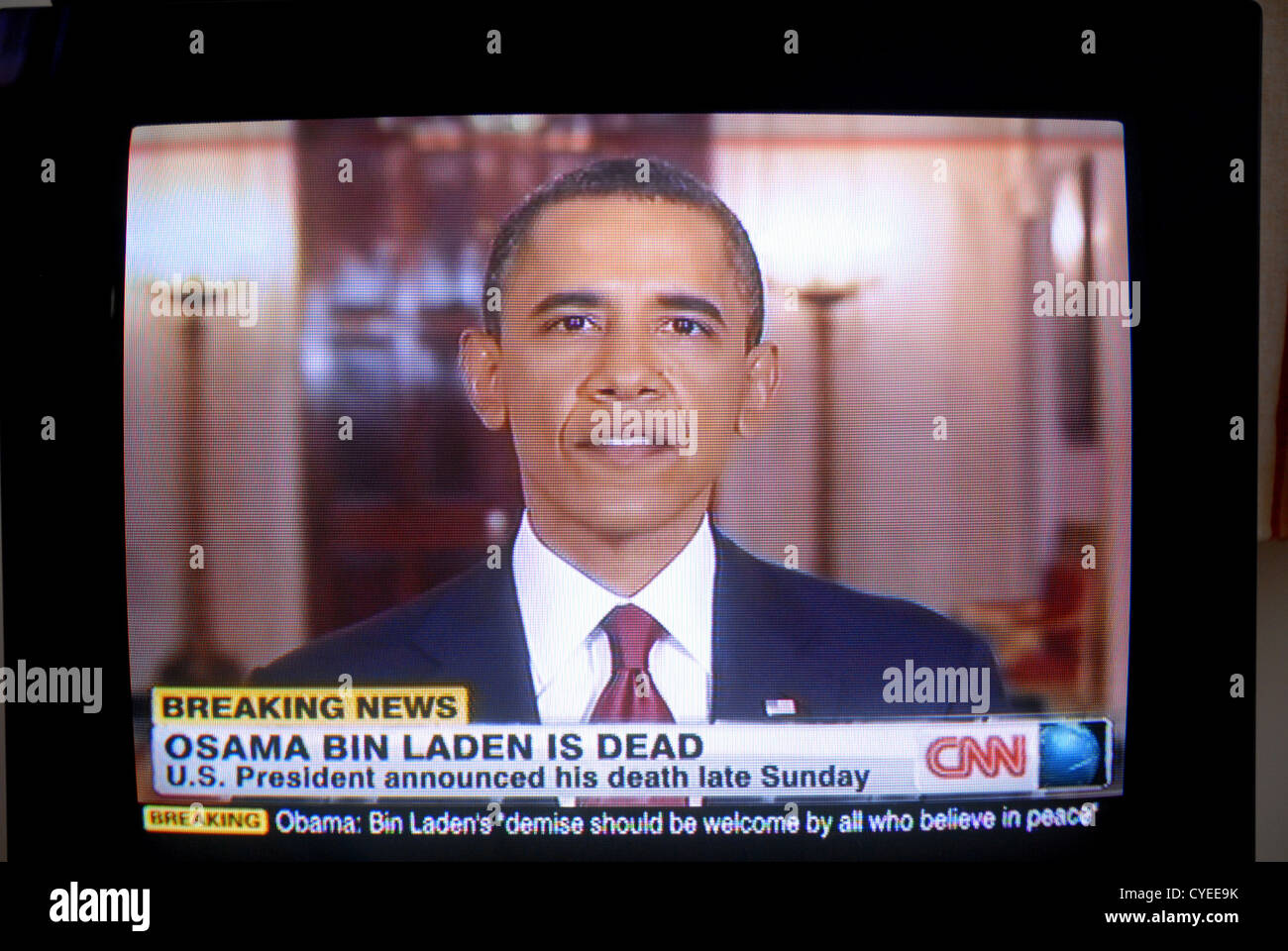 Breaking News Osama Bin Laden Is Dead May 2nd 11 News Broadcast Screen Capture From c President Obama Makes A Statement Stock Photo Alamy Breaking News Osama Bin Laden Is Dead May 2nd 11 News Broadcast Screen Capture From c President Obama Makes A Statement Stock Photo Alamy