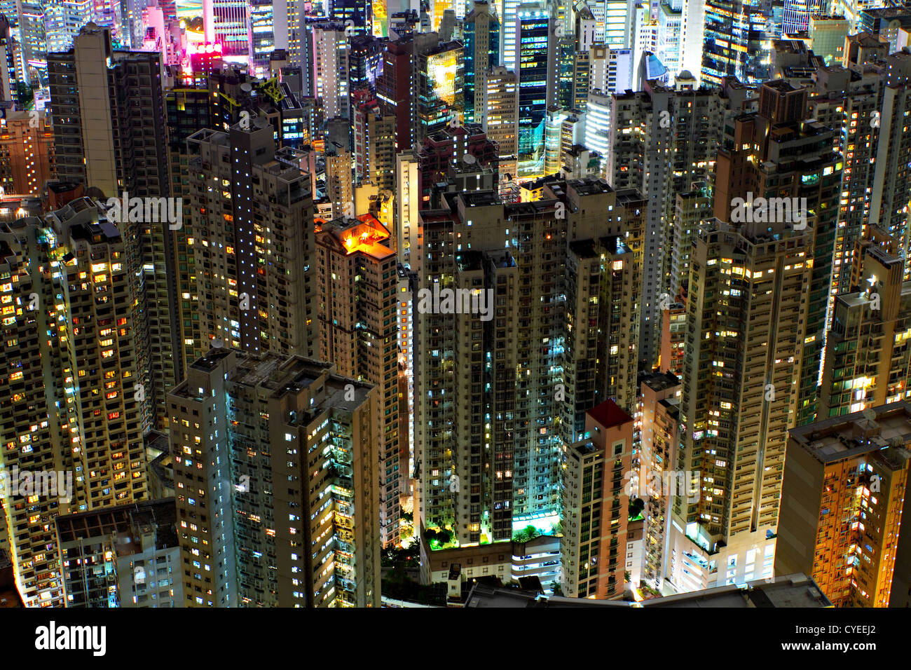buildings at night in Hong Kong Stock Photo - Alamy