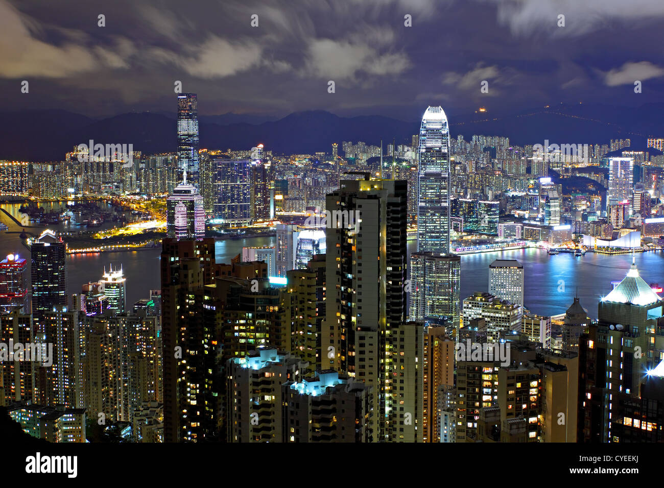 Hong Kong skyline at night Stock Photo - Alamy