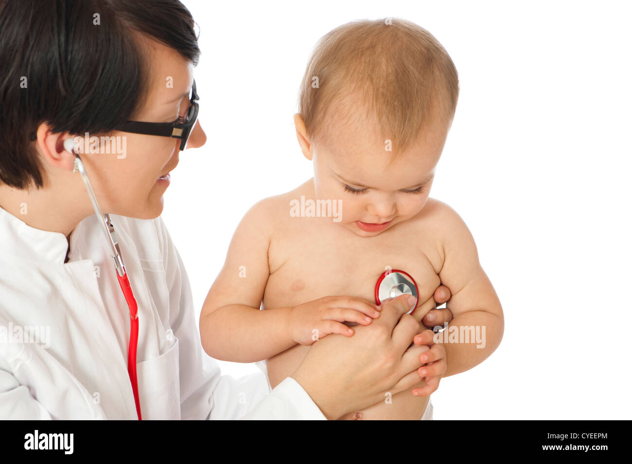 Female doctor with toddler Stock Photo