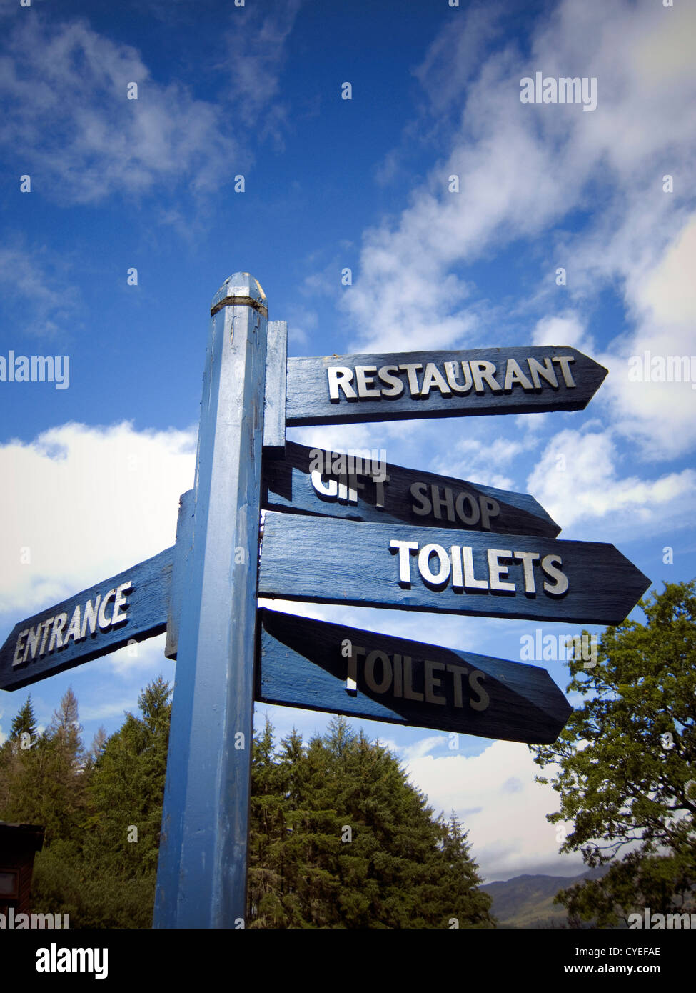 Signage at a visitor attraction Stock Photo