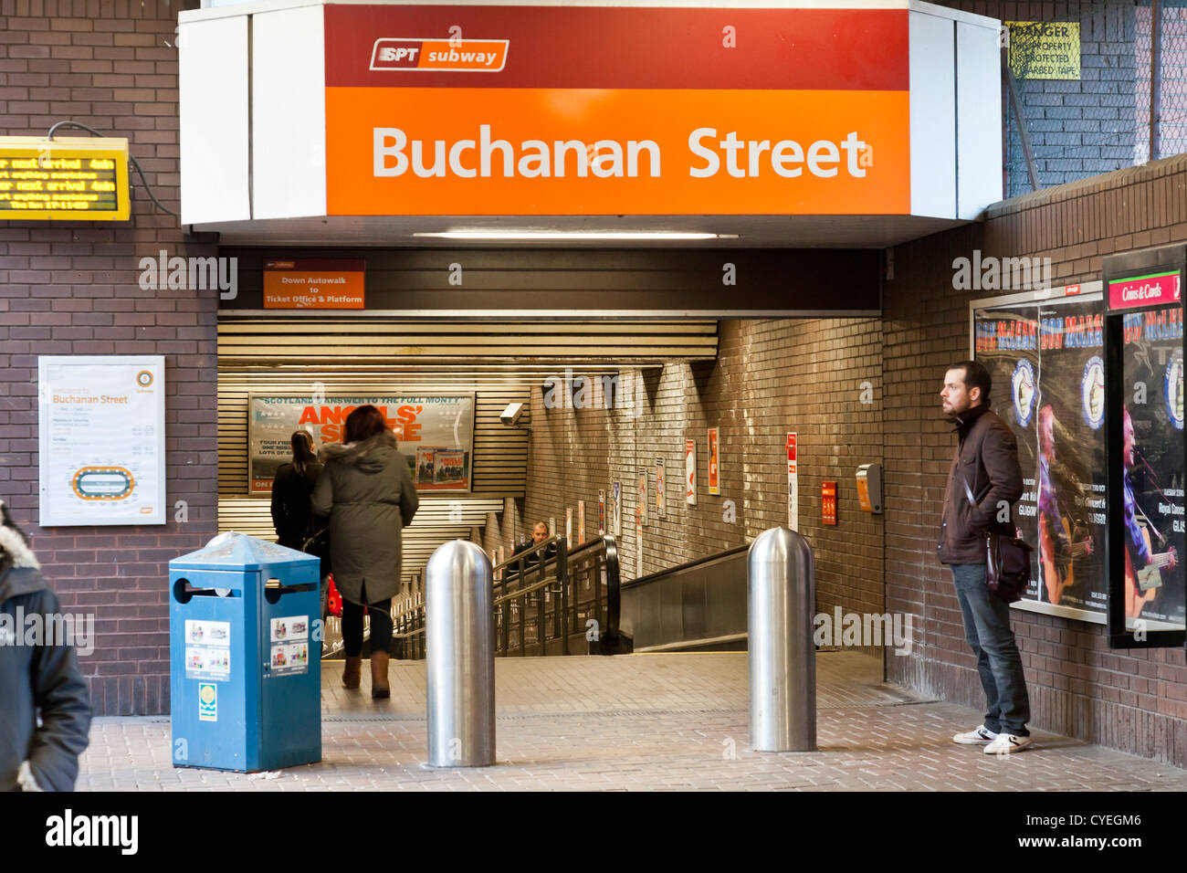 Entrance to Buchanan Street underground / subway station on Dundas Street, Glasgow. Stock Photo