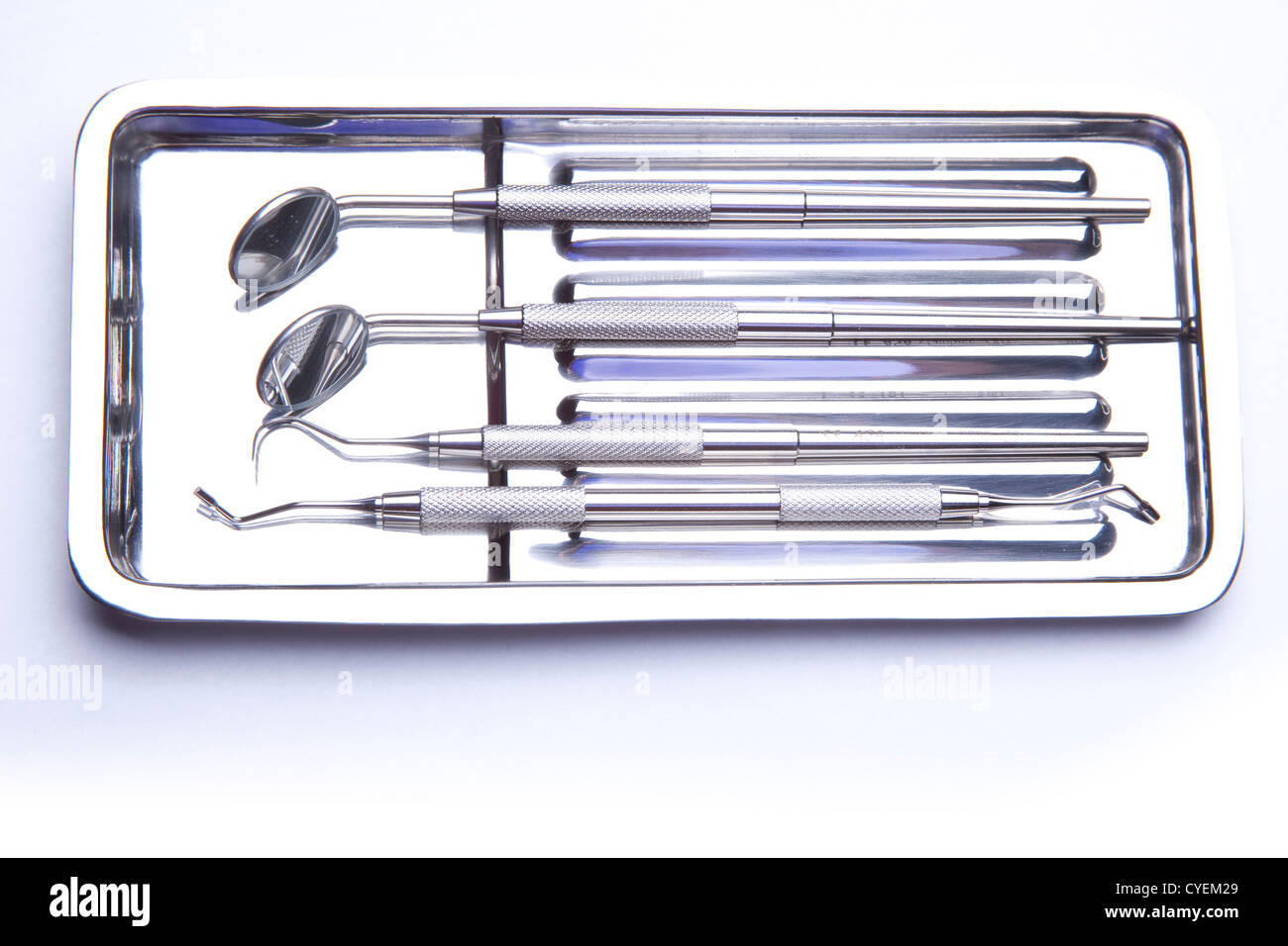 Dental Instruments angled mirrors, plate, tools Stock Photo Alamy