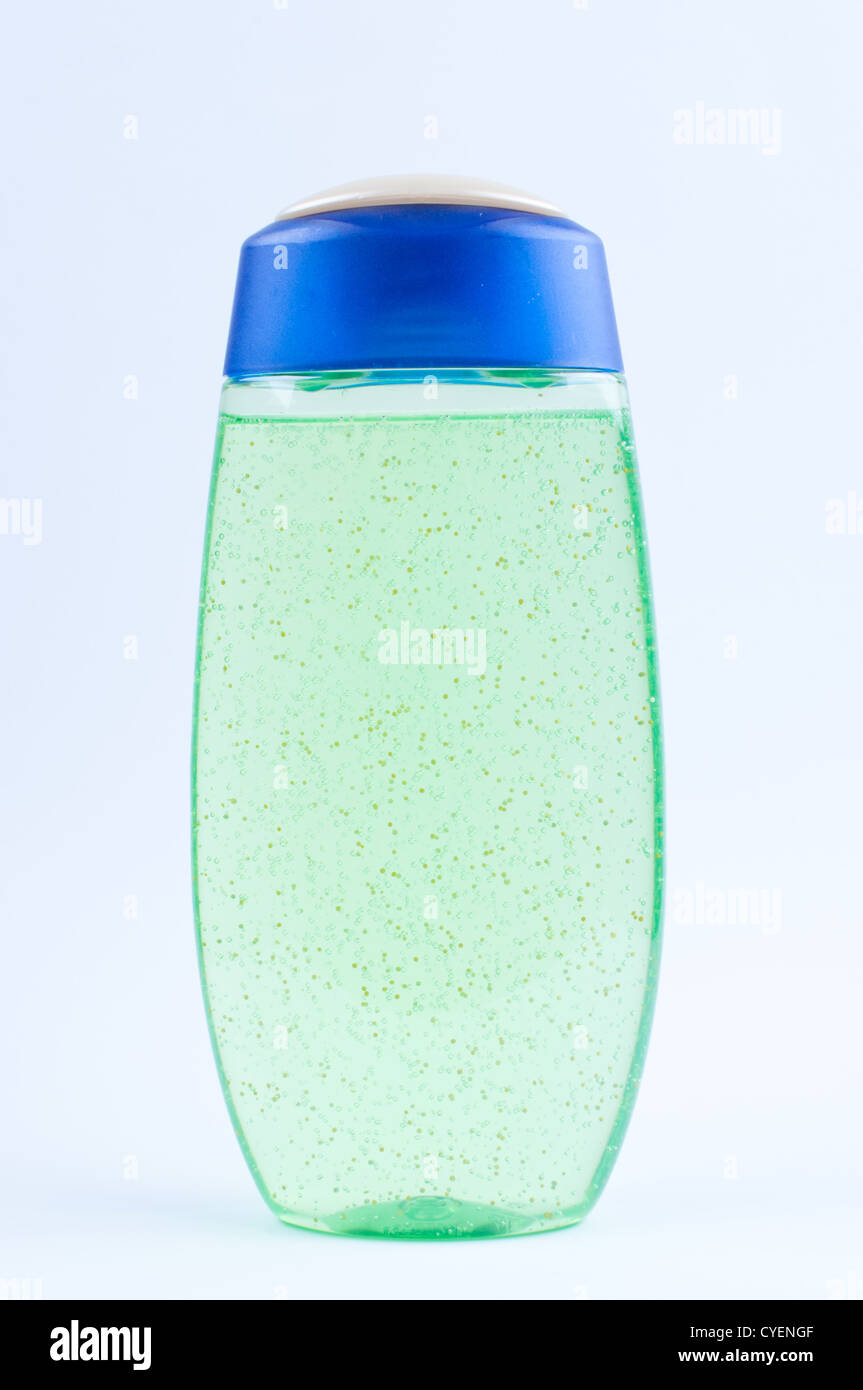 Green shower gel in bottle on white background Stock Photo Alamy