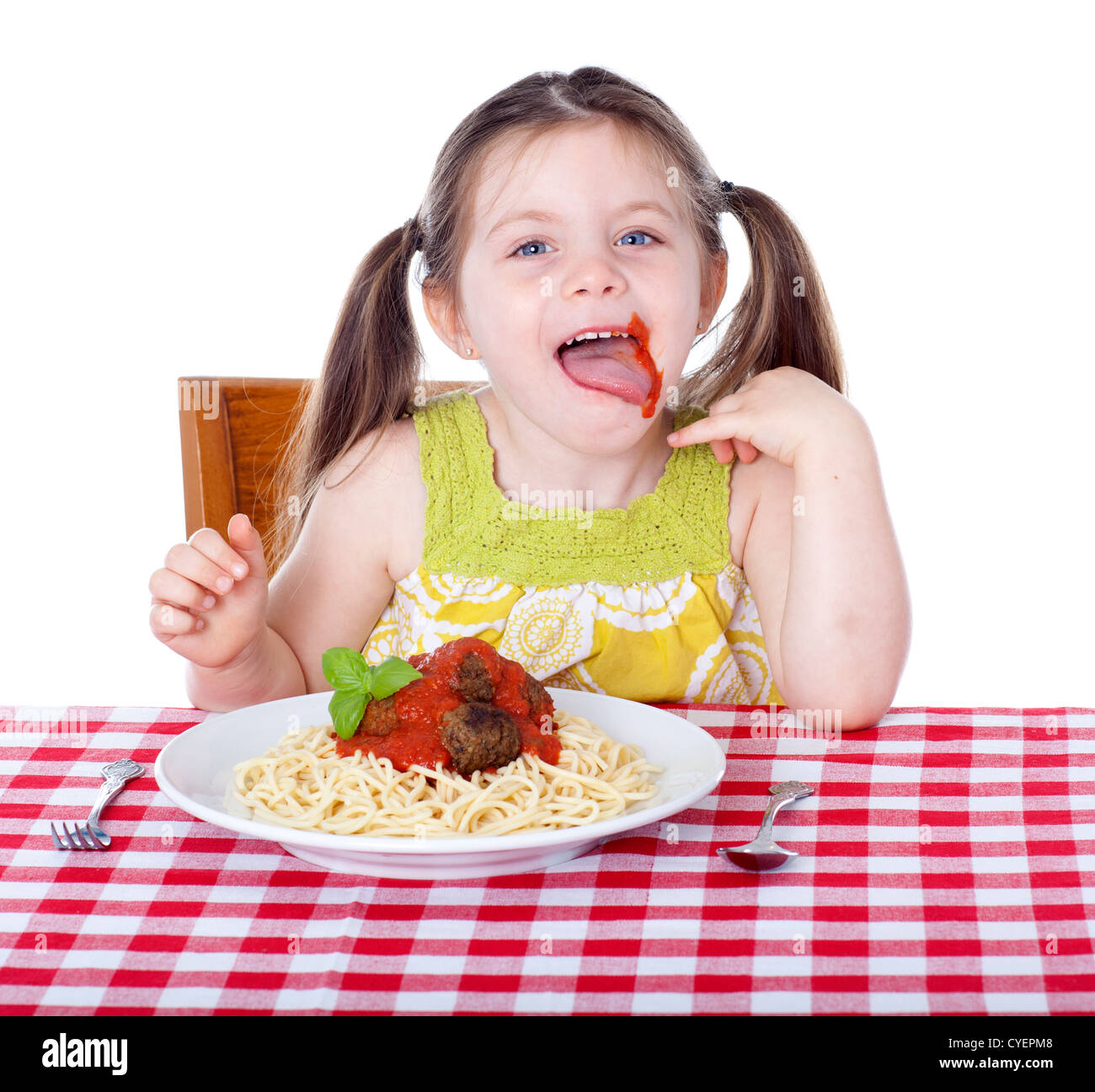 Little girl with sauce all over her face Stock Photo - Alamy