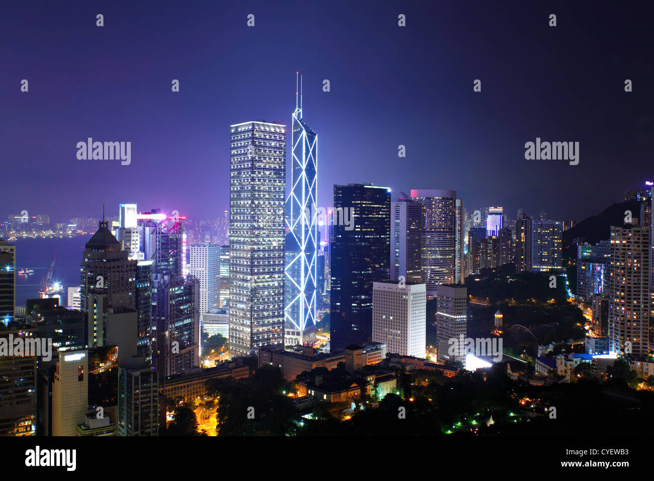 Hong Kong with crowded buildings at night Stock Photo - Alamy