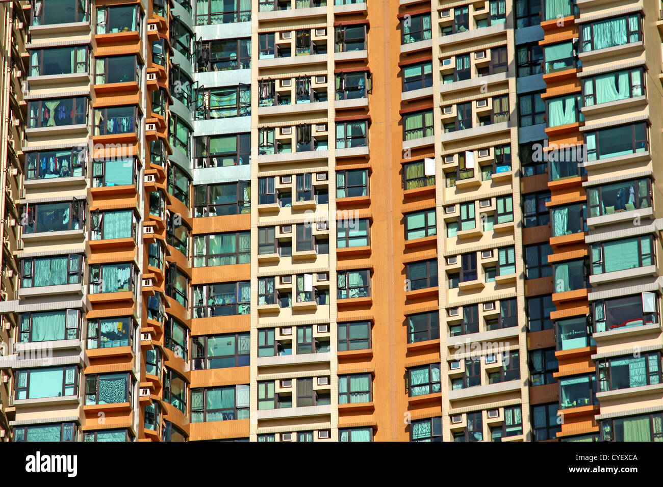 Hong kong apartment building clothes hires stock photography and