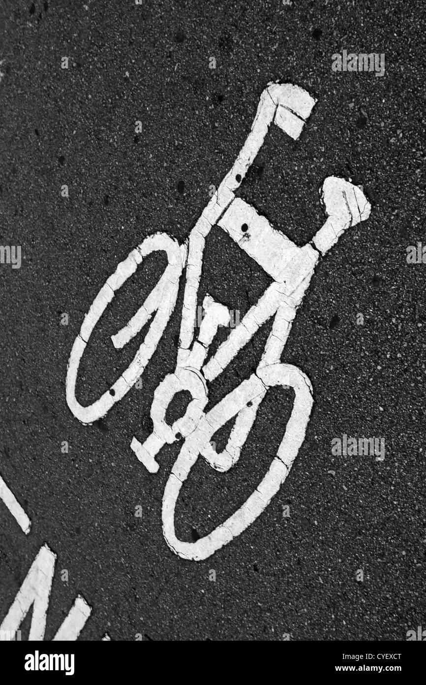 Bicycle sign on the floor Stock Photo