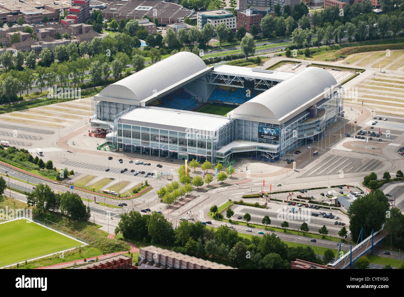 The Netherlands, Arnhem, Football and events stadium called Gelredome. Aerial. Stock Photo