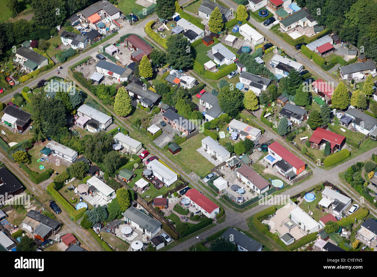 The Netherlands, Stroe. Holiday houses. Aerial. Stock Photo