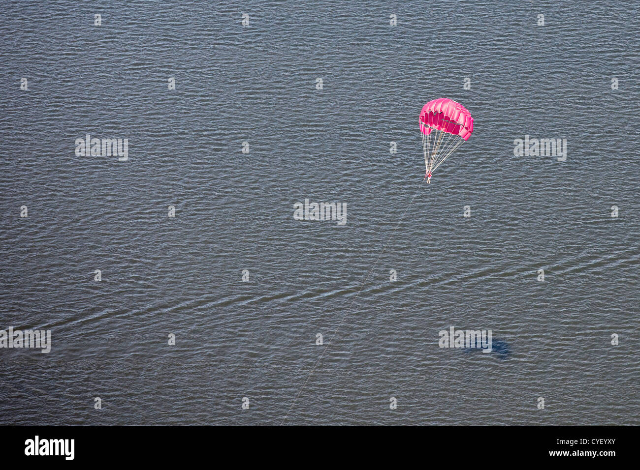 The Netherlands, Harderwijk. Parasailor. Aerial. Stock Photo