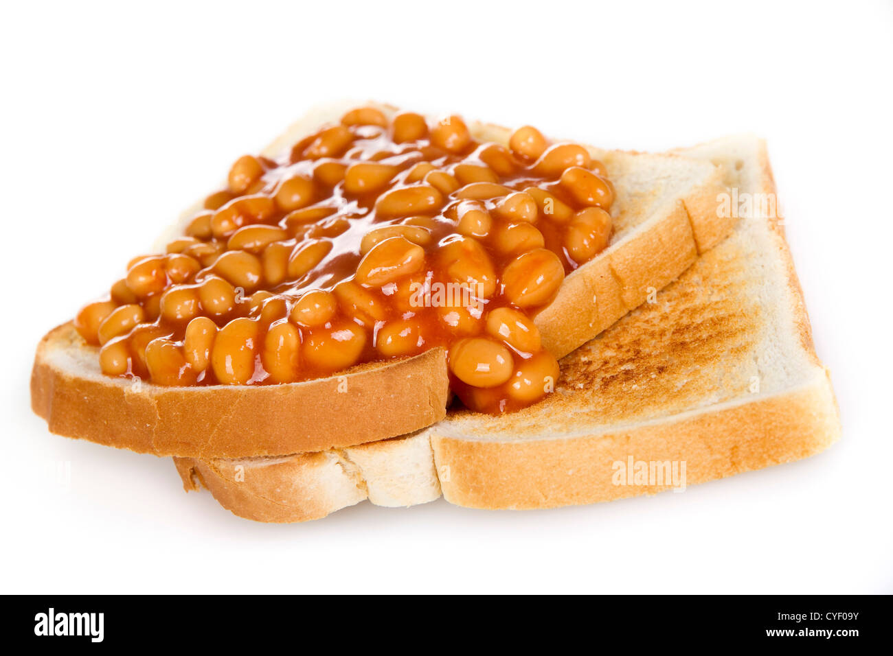 Baked beans on toasts isolated Stock Photo Alamy