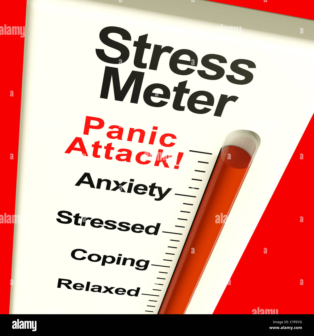 Stress Meter Showing Panic Attack From Stress And Worry Stock Photo - Alamy