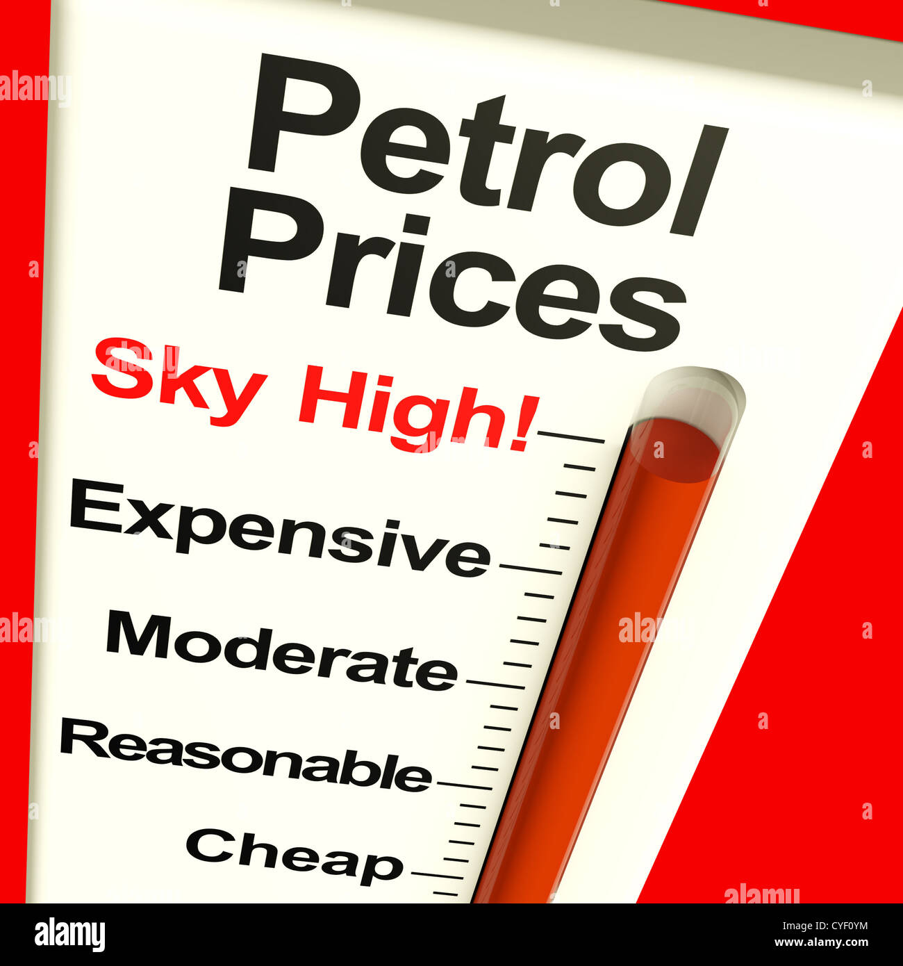 Petrol Prices Sky High Monitor Showing Soaring Fuel Expense Stock Photo