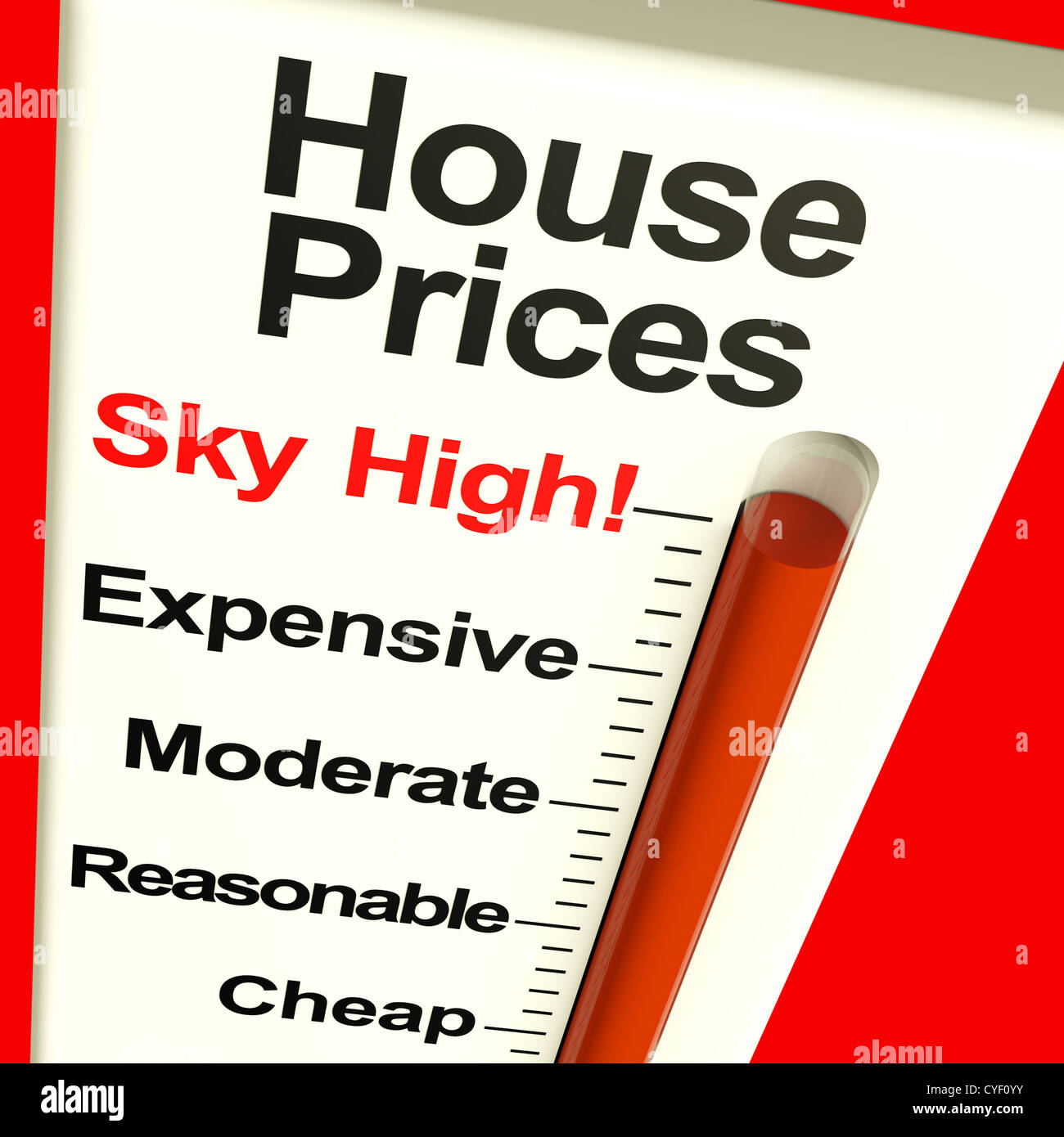House Prices High Monitor Showing Expensive Mortgage Cost Stock Photo