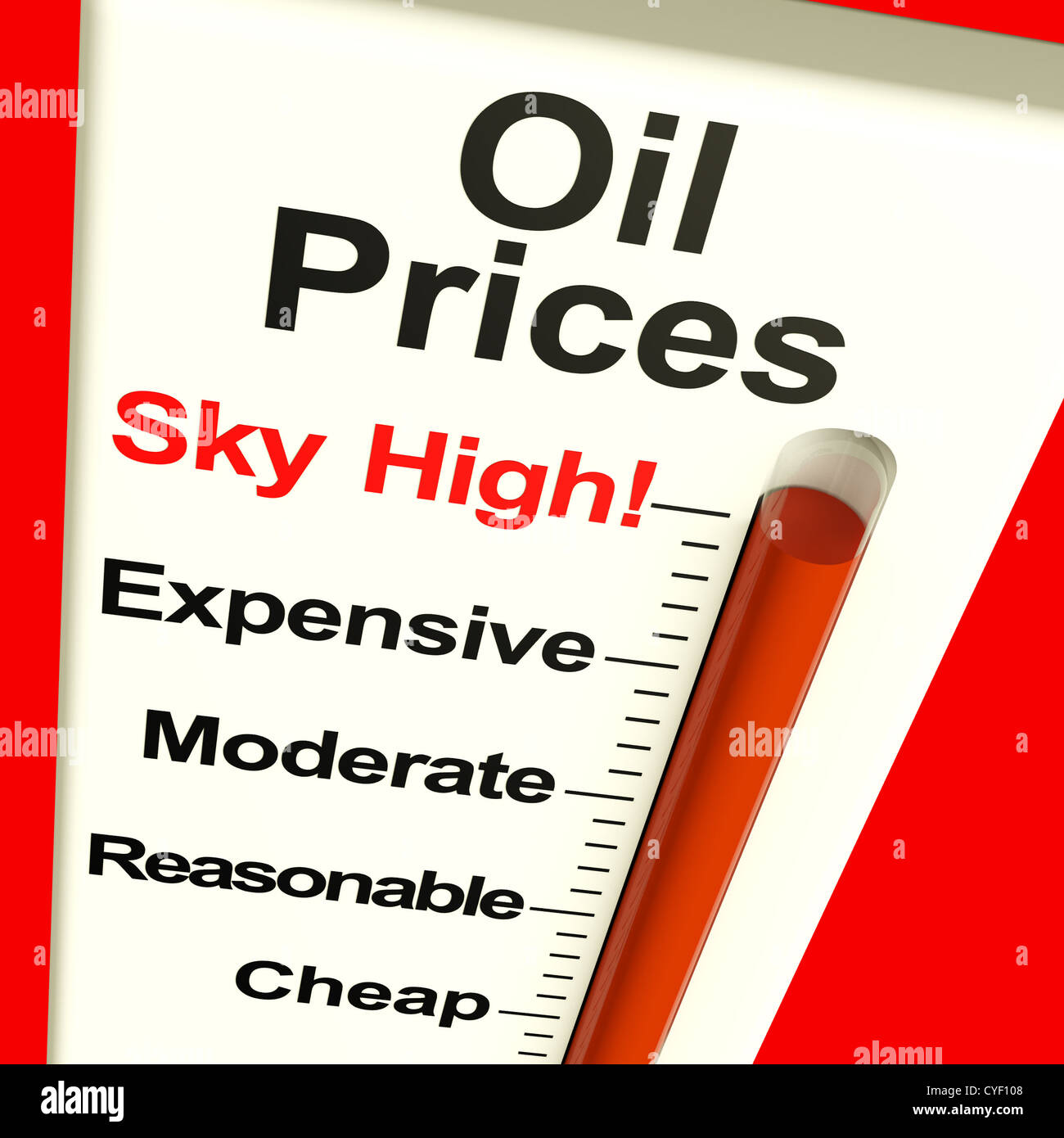 Oil Prices High Monitor Showing Expensive Fuel Cost Stock Photo