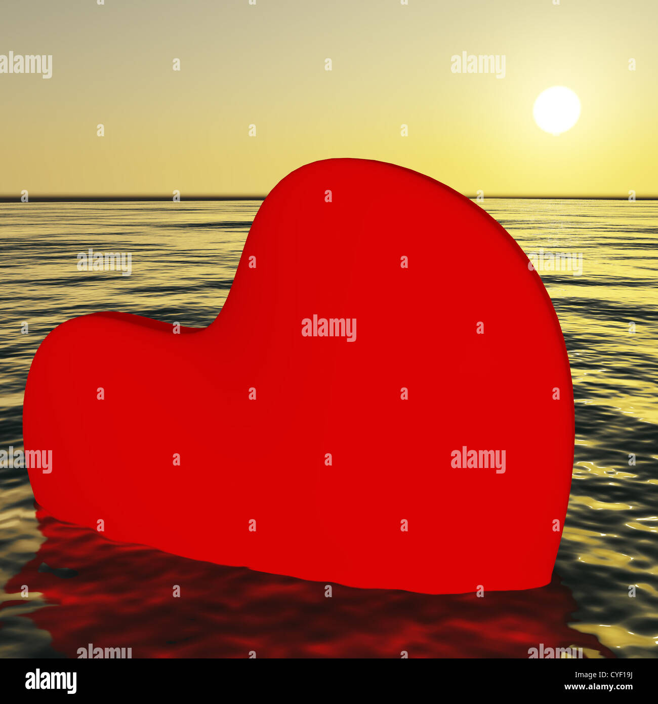 Heart Sinking Showing Loss Of Love And Broken Hearts Stock Photo