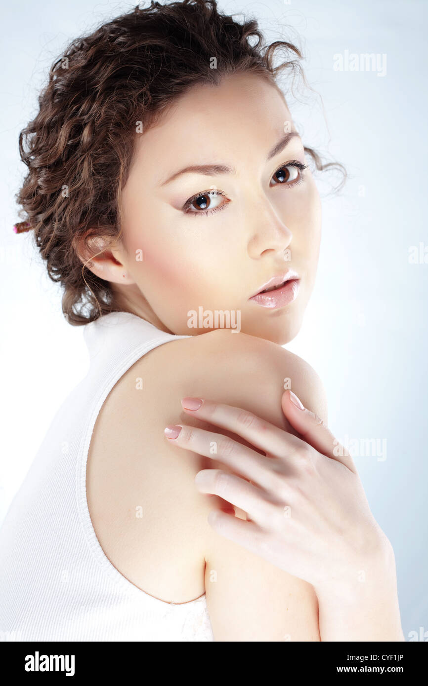Beautiful asian young woman studio series Stock Photo - Alamy