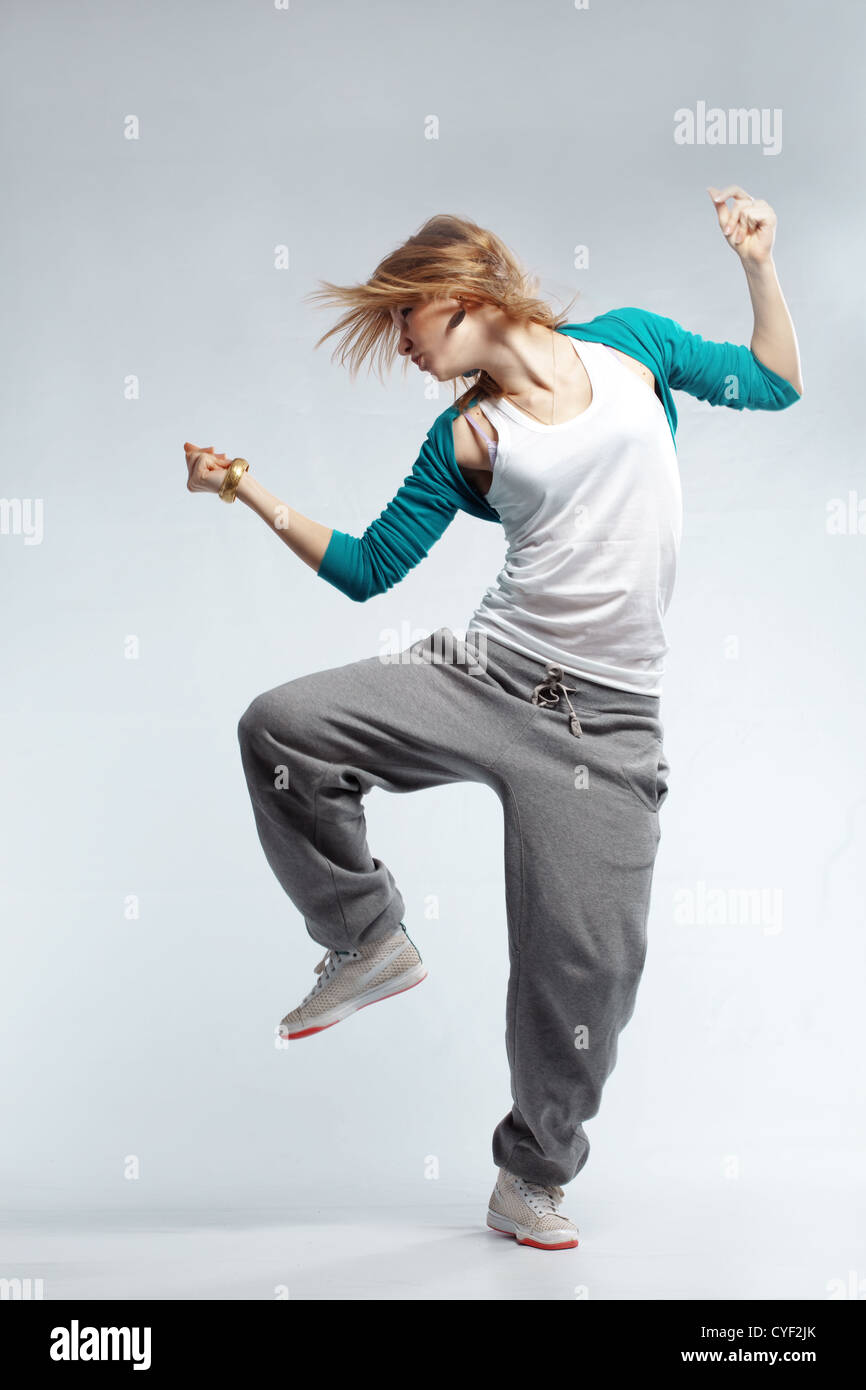 Teenage girl dancing hiphop studio series Stock Photo Alamy