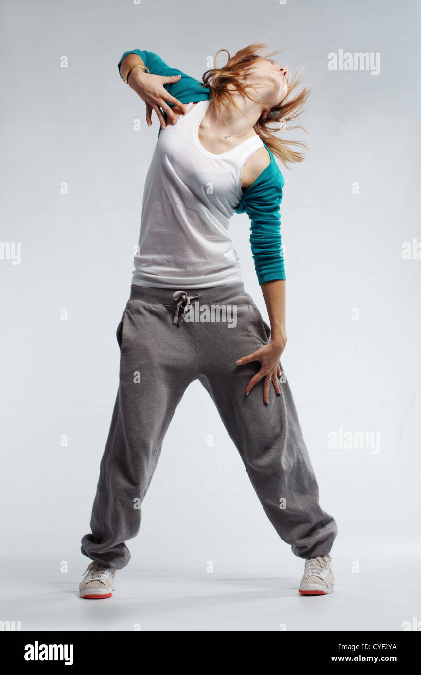 Teenage girl dancing hiphop studio series Stock Photo Alamy