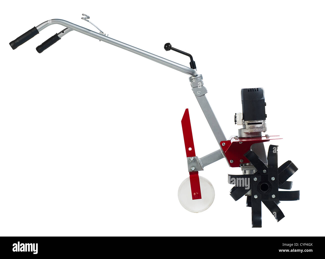 Red rototiller cultivator isolated on white background Stock Photo Alamy