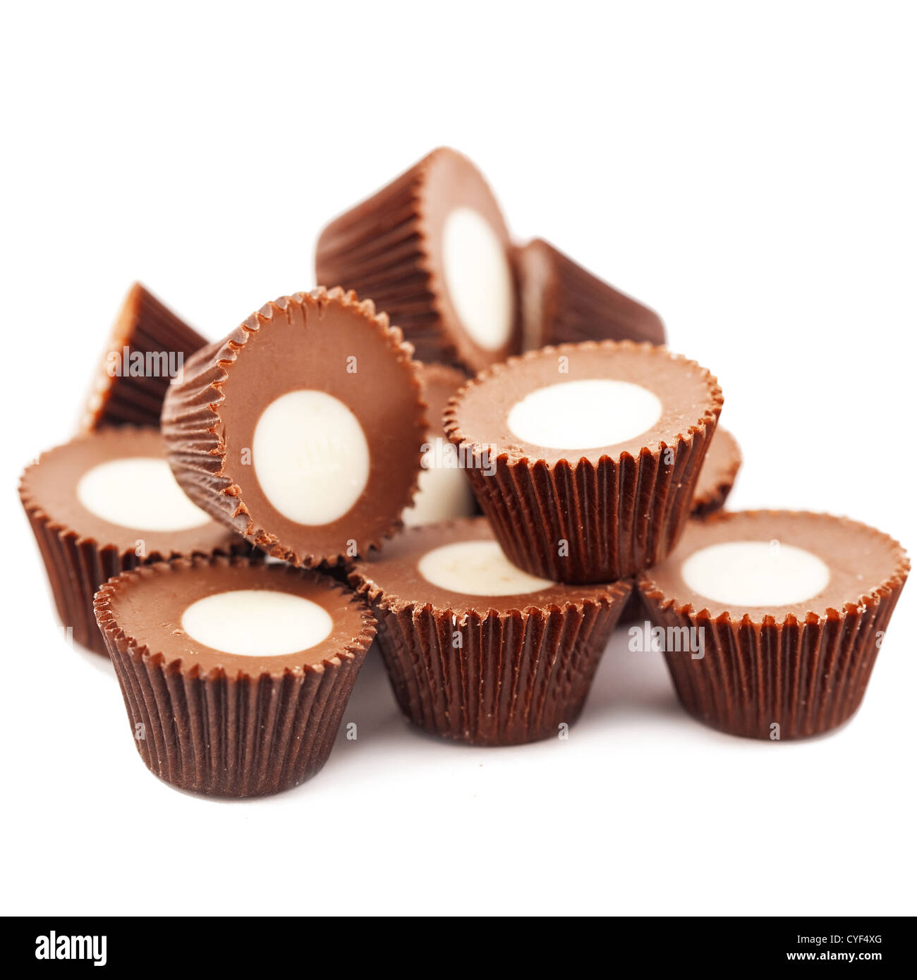 Milk and white chocolate pralines Stock Photo Alamy