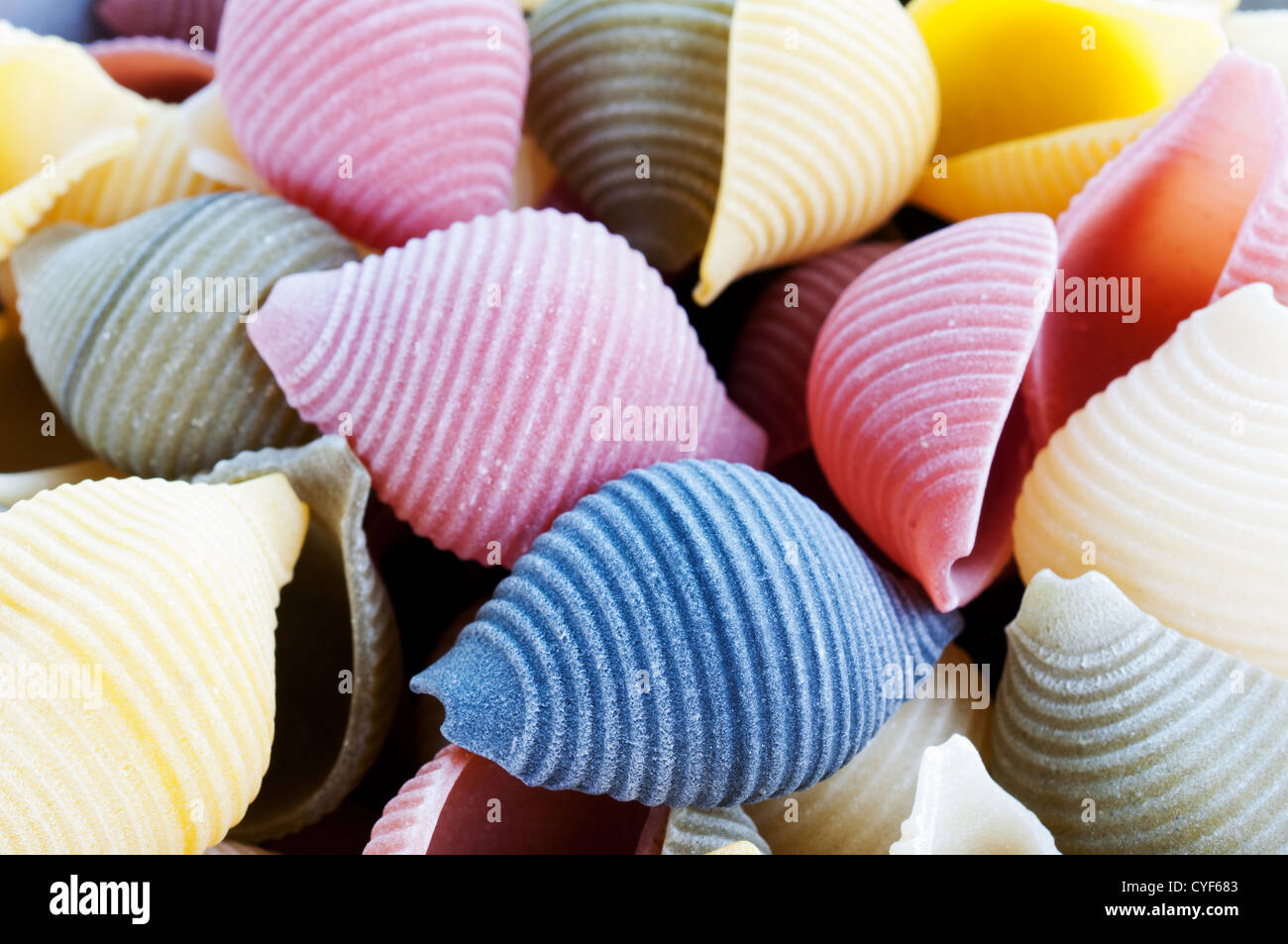 Multi-colored pasta Stock Photo