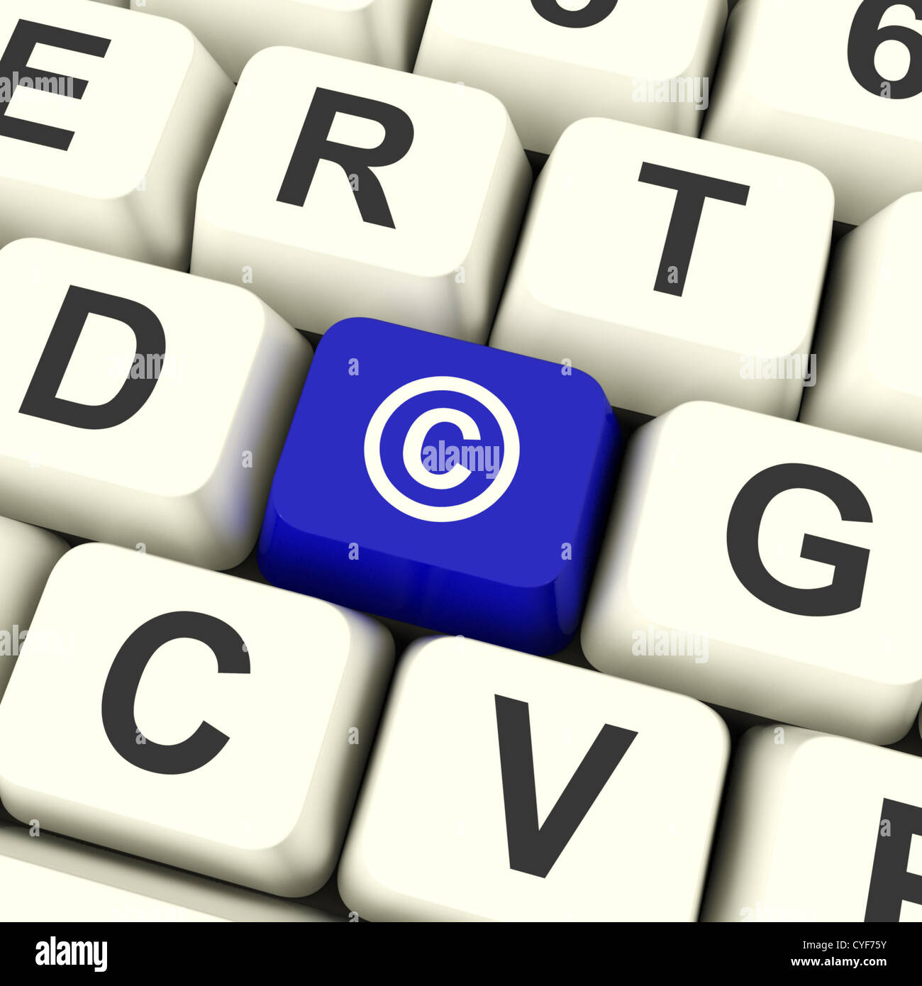 Copyright Blue Computer Key Showing Patent Or Trademarks Stock Photo