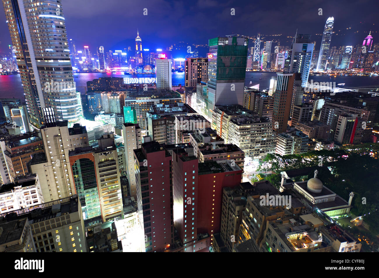 Hong Kong downtown city at night Stock Photo - Alamy