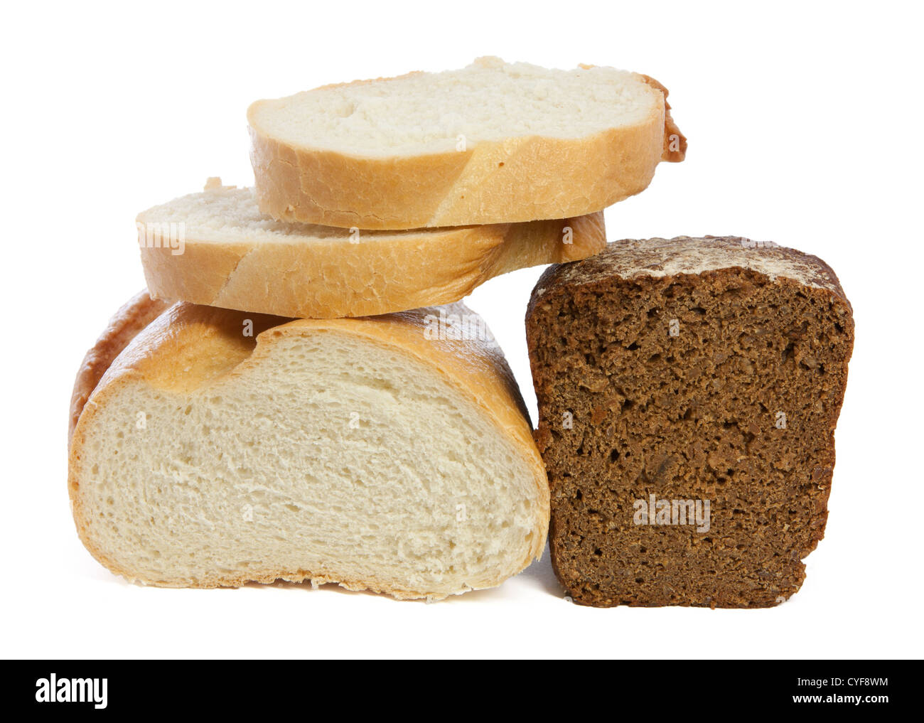 The bread isolated on the white background. Stock Photo