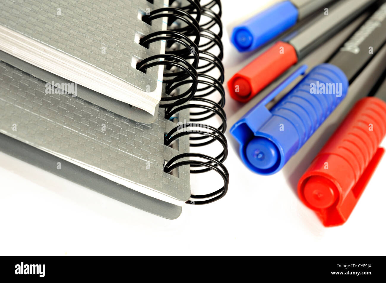 Note books pens clips - stationary ready for back to school Stock Photo ...