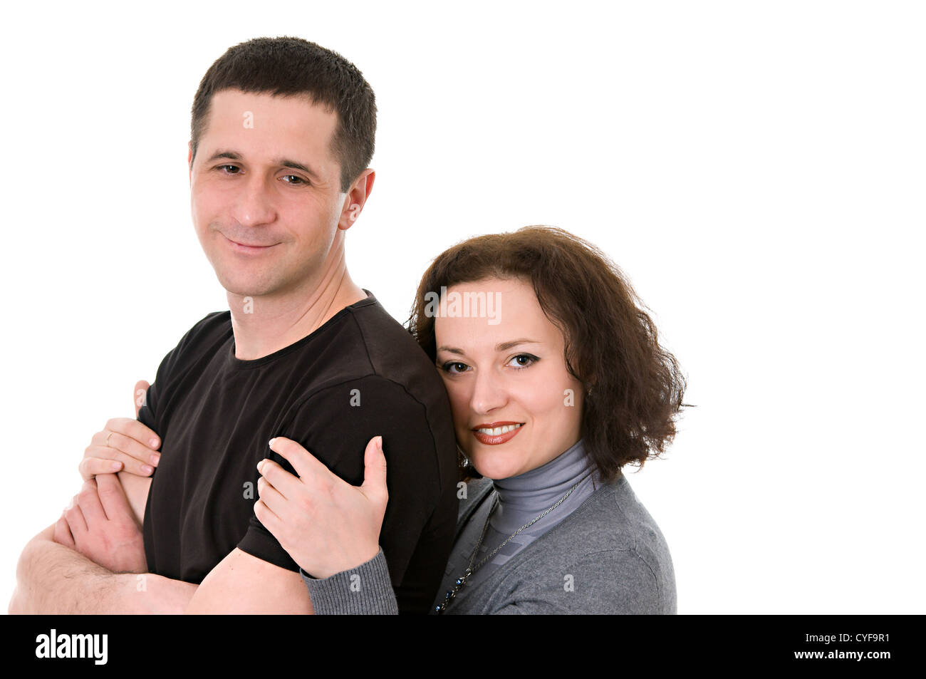 a smiling couple isolated on white background Stock Photo - Alamy
