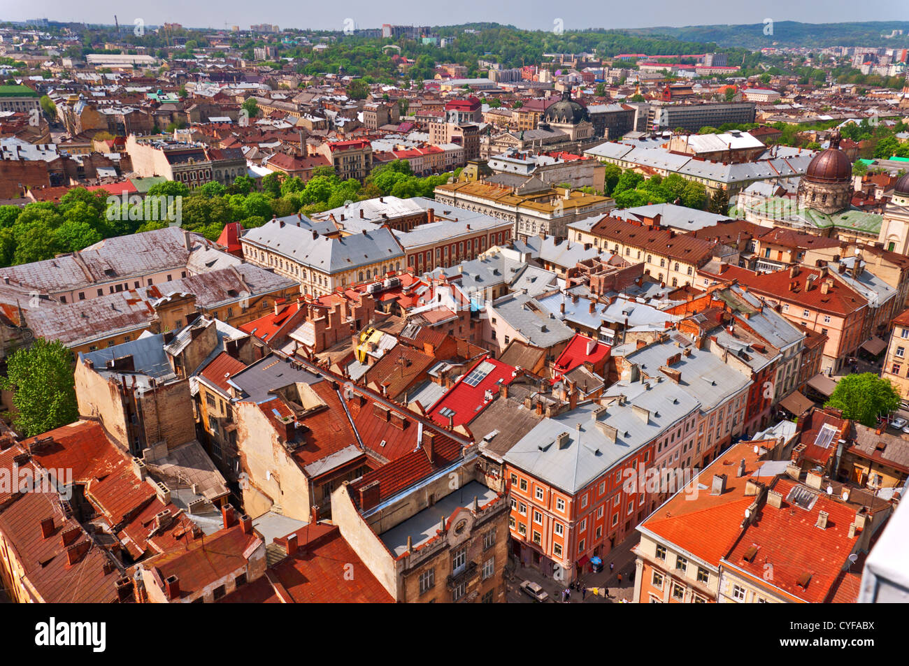 Above view on Lviv Ukraine Stock Photo
