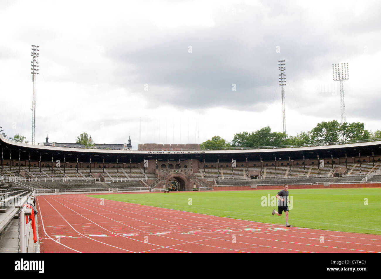 Stockholm Olympiastadion sweden athletics track running tracks sports stadium  runner 1912 olympic games Stock Photo